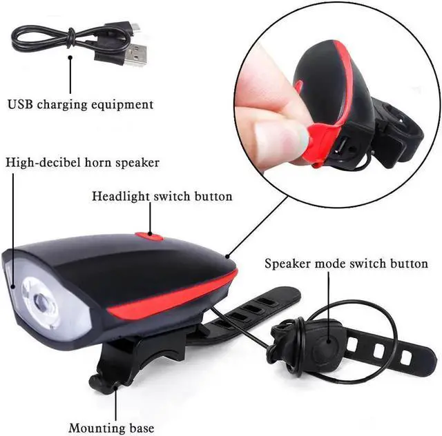 Alt view image 3 of 7 - Super Bright Bike Light Set Bike Horn 120 db USB Rechargeable Bike Headlight Taillight Included Bicycle Light Front and Rear,250 Lumens,IP44 Waterproof For Bicycle Mountain Bike Safe Riding
