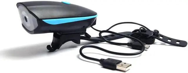 Alt view image 7 of 7 - Bike Headlight + Taillight + Horn Combinations, IP44 Waterproof 250 Lumens USB Rechargeable Bike Headlight with Quick Release System, 120 db Bike Horn, LED Bike warning Tail Light -Blue