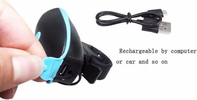 Alt view image 2 of 7 - Bike Headlight + Taillight + Horn Combinations, IP44 Waterproof 250 Lumens USB Rechargeable Bike Headlight with Quick Release System, 120 db Bike Horn, LED Bike warning Tail Light -Blue