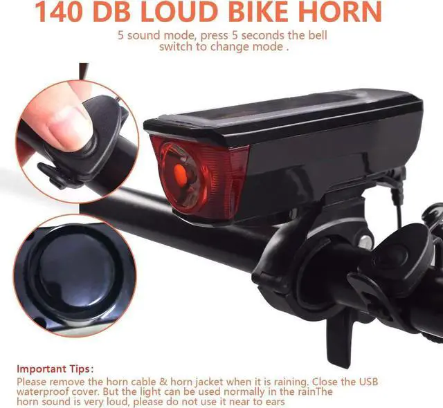 Alt view image 6 of 6 - Ultra Bright Solar USB Rechargeable Bike Light  Headlight & Tail Light Set- Fits All Bicycles, Hybrid, Road, MTB, with Quick Release
