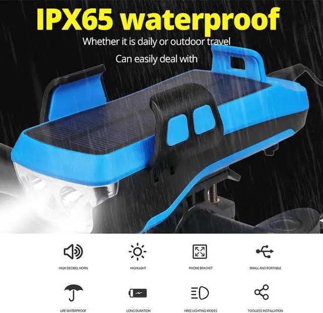 Alt view image 7 of 7 - Ultra Bright Solar USB Rechargeable Bike Light with 4000mAh 800Lumens, 3 Light Modes Headlight & Tail Light Set- Fits All Bicycles, Hybrid, Road, MTB, with Quick Release