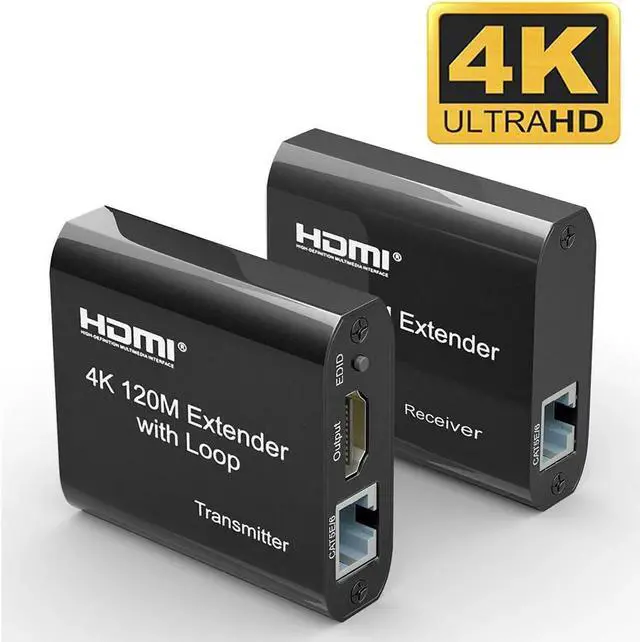 Main image of 4K HDMI Extender, 394ft HDMI Extension Adapter 4K@30Hz 1080P@60Hz HDMI Over Ethernet Transmitter and Receiver with HDMI Loopout, Audio, EDID