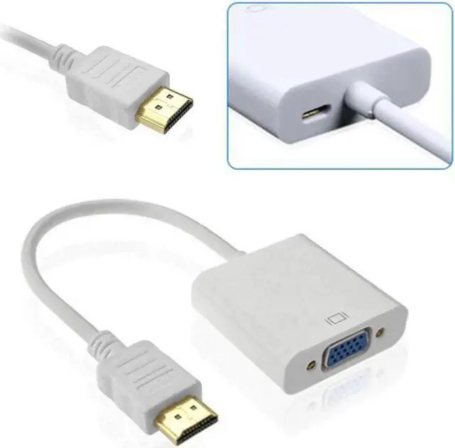 Alt view image 2 of 7 - HDMI to VGA Adapter with Micro USB Charging Cord, Gold-Plated HDMI to VGA Adapter (Male to Female) Compatible with Computer, Desktop, Laptop, PC, Monitor, Projector, HDTV, and More - White