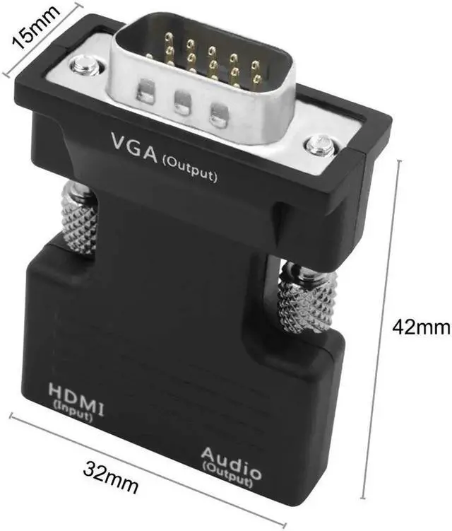 Alt view image 7 of 7 - Active 1080P HDMI Female to VGA Male Adapter Converter with 3.5 mm Stereo Audio Convert your Monitor and Projector for Laptop PC PS3 Xbox Blu-ray DVD TV Stick