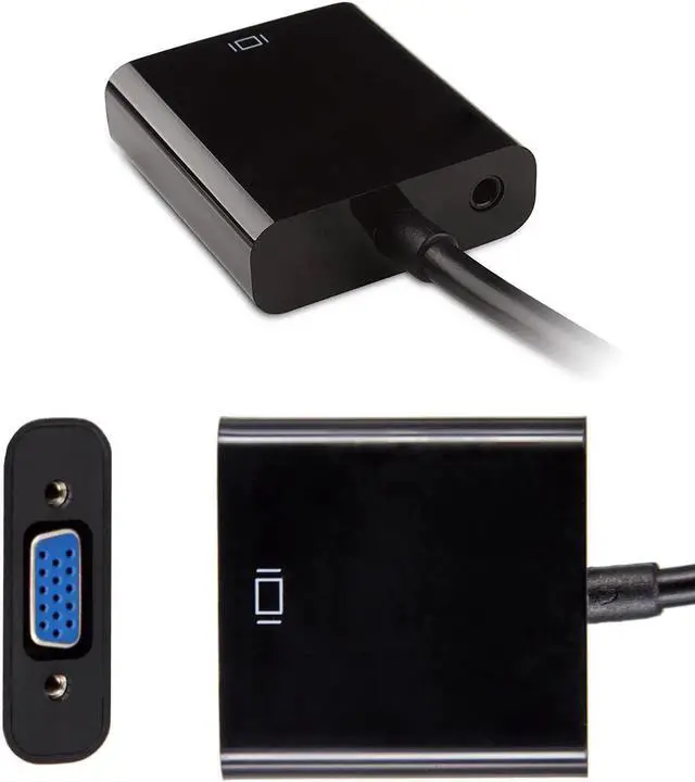 Alt view image 5 of 7 - HDMI to VGA Adapter with 3.5mm Audio Jack(Male to Female) for Computer, Desktop, Laptop, PC, Monitor, Projector, HDTV, Chromebook, Raspberry Pi, Roku, Xbox and More - Black