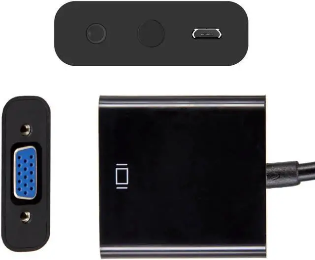 Alt view image 2 of 7 - HDMI to VGA Adapter (HDMI to VGA Converter) with 3.5mm Audio Port & Micro USB Charging Port - For Computer, Desktop, Laptop, PC, Monitor, Projector, HDTV, Chromebook, Raspberry Pi - Black
