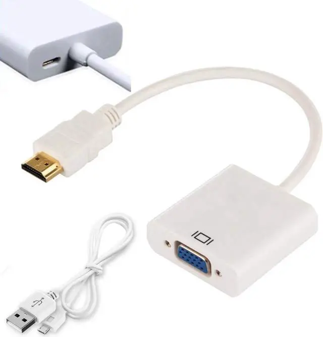 Alt view image 4 of 7 - HDMI to VGA Adapter with Micro USB Charging Cord(HDMI to VGA Converter) (Male to Female) for Computer, Desktop, Laptop, PC, Monitor, Projector, HDTV, Chromebook, Raspberry Pi, Xbox -White