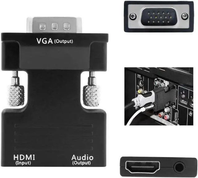 Alt view image 2 of 7 - 1080P HDMI Female to VGA Male Adapter Converter with 3.5 mm Stereo Audio for TVs, Speakers, Computers, Laptops, Gaming Consoles, Notebooks, Blu-ray DVD Players & More