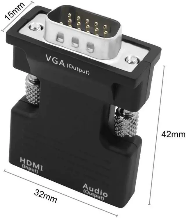 Alt view image 5 of 7 - Female HDMI to VGA Male Converter Adapter for for TVs, Speakers, Computers, Laptops, Gaming Consoles, Notebooks, Blu-ray DVD Players & More