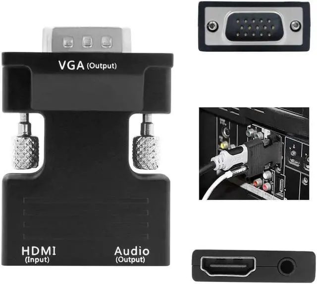 Alt view image 4 of 7 - Female HDMI to VGA Male Converter Adapter for for TVs, Speakers, Computers, Laptops, Gaming Consoles, Notebooks, Blu-ray DVD Players & More