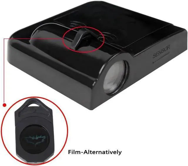 Alt view image 5 of 7 - Car Door Projector Lights 2 Pcs Wireless Led Car Lights With Magnet Sensor Auto Courtesy Welcome Logo Shadow Lamp Battery Operated 6AAA included(Batman)