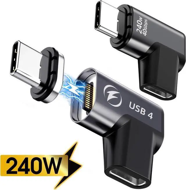 Main image of USB-C Adapter 2 Pack,Detachable USB C Adapter 240W 90 Degree Magnetic USB C Extender, Compatible with Thunderbolt 3/4 USB4 40Gbps 8K 60Hz MacBook Pro/Air Laptop PC