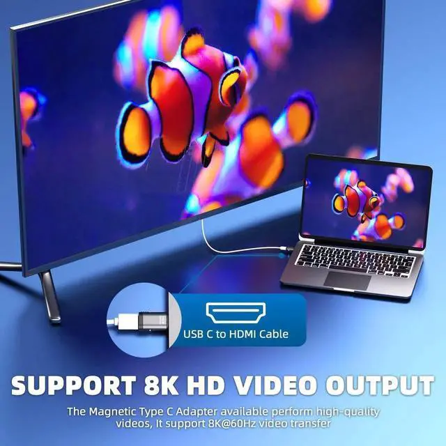 Alt view image 6 of 7 - USB-C Adapter 2 Pack,Detachable USB C Adapter 140W 180 Degree Magnetic USB C Extender, Compatible with Thunderbolt 3/4 USB4 40Gbps 8K 60Hz MacBook Pro/Air Laptop PC