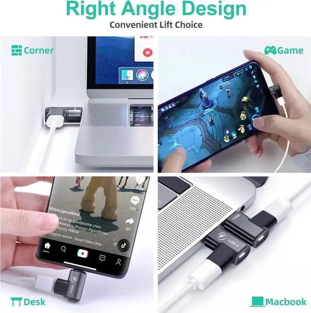 Alt view image 2 of 7 - USB C Magnetic Adapter 2Pack, Right Angle Magnetic USB C Adapter with 20Gbps Data Transfer PD 140W Charge USB4 8K 60Hz Video for Thunderbolt 3/4, MacBook Pro/Air and More Type C Devices