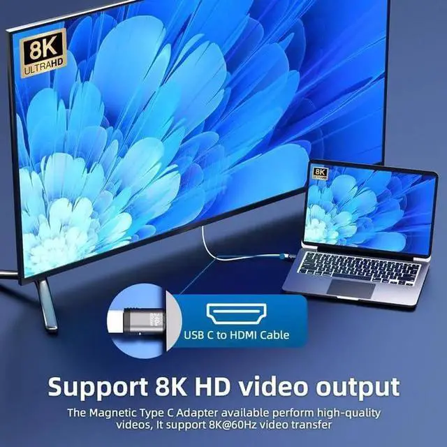 Alt view image 3 of 7 - USB C Magnetic Adapter 2Pack, Straight Magnetic USB C Adapter with 40Gbps Data Transfer PD 240W Charge USB4 8K 60Hz Video for Thunderbolt 3/4, MacBook Pro/Air and More Type C Devices