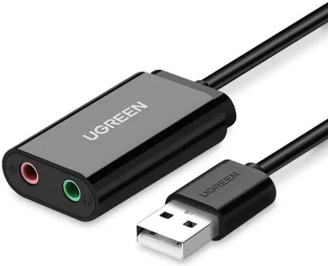 Main image of USB Sound Card Audio Adapter, [24-Bit 96KHz Chip ] USB Headset Headphone Microphone Adapter, External USB to 3.5mm TRS 3-Pin Mic/Audio Splitter Jack, Stereo Sound (Black)