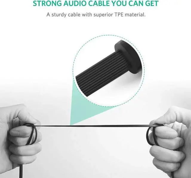 Alt view image 6 of 7 - 3.5mm Jack Audio Cable Jack 90 Degree Right Angle 3.5 mm Male to Male Cloth Audio Aux Cable For iPhone Car Headphone Speaker Wire Line Aux Cord-(Black 10ft/3m)