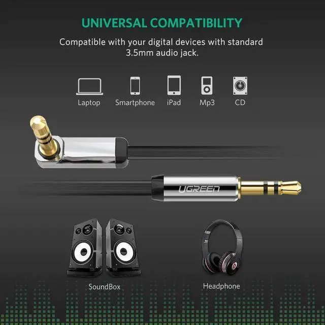 Alt view image 7 of 7 - 3.5mm Jack Audio Cable Jack 90 Degree Right Angle 3.5 mm Male to Male Cloth Audio Aux Cable For iPhone Car Headphone Speaker Wire Line Aux Cord-(Black 10ft/3m)