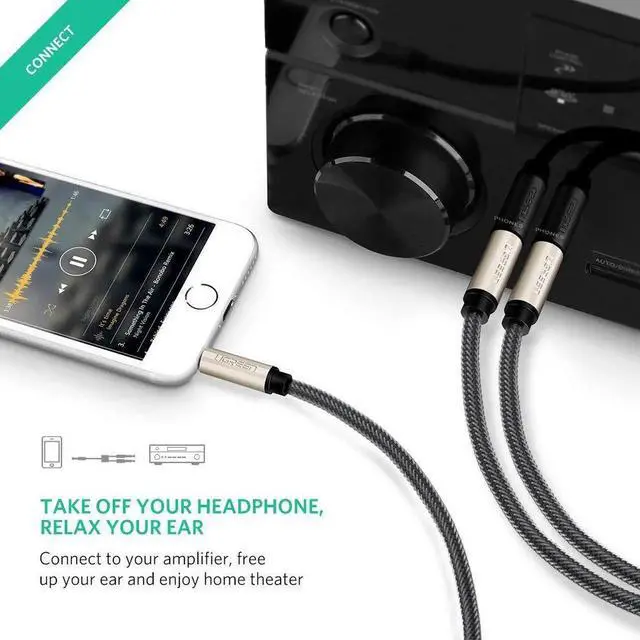 Alt view image 4 of 6 - 3.5mm to Double 6.35MM Stereo Jack Audio Cable Gold Plated 3.5mm 1/8 TRS to 6.35mm 1/4 TS Mono Y-Cable Splitter Cord for iPhone Multimedia Speakers and Home Stereo Systems - Black, 3FT