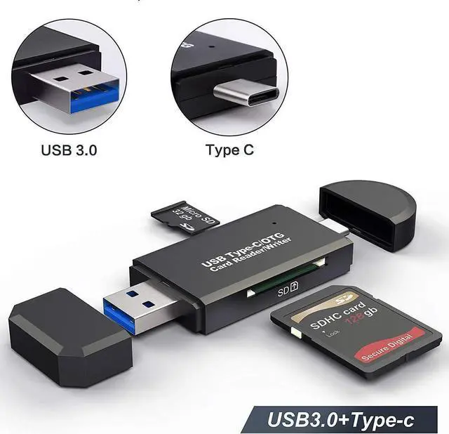 Main image of USB3.0/Type C SD Card Reader, USB 3.0 SD Card Reader OTG Adapter for SDXC, SDHC, SD, MMC, RS- MMC, Micro SDXC, Micro SD, Micro SDHC Card and UHS-I Cards USB 2.0