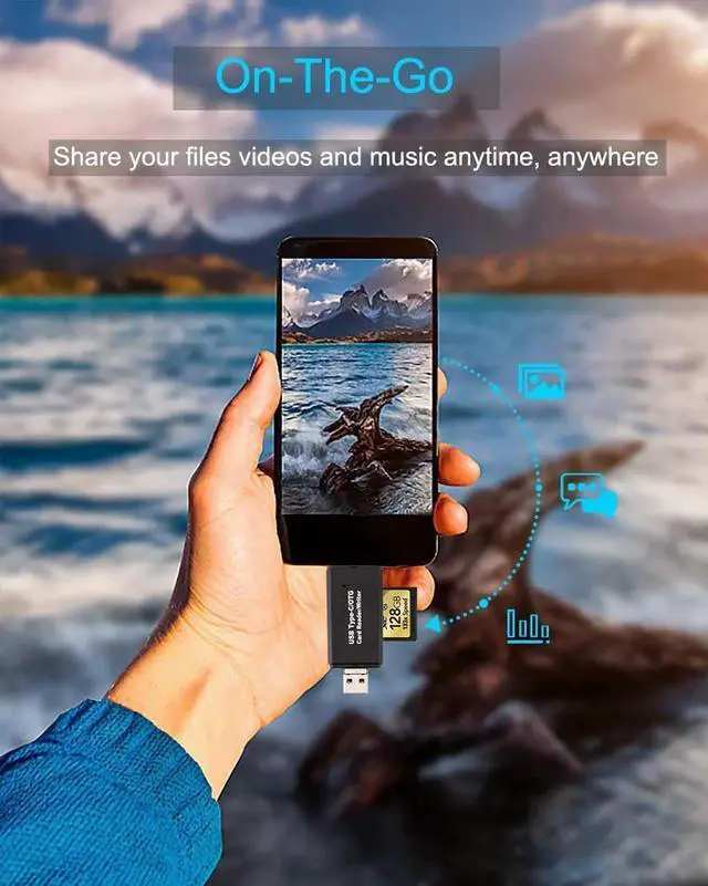 Alt view image 4 of 7 - USB3.0/Type C SD Card Reader, USB 3.0 SD Card Reader OTG Adapter for SDXC, SDHC, SD, MMC, RS- MMC, Micro SDXC, Micro SD, Micro SDHC Card and UHS-I Cards USB 2.0