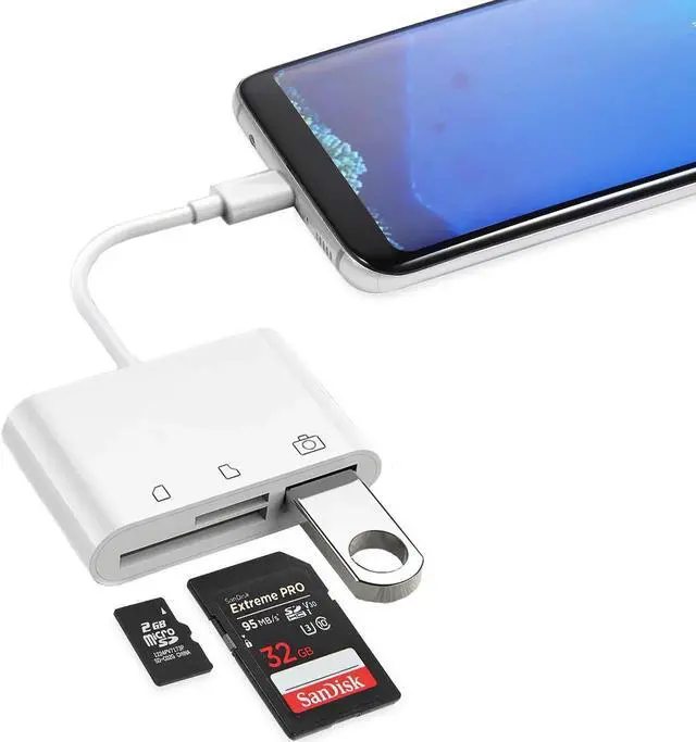 Alt view image 6 of 7 - USB C to SD Card Reader, 3 in 1 USB C to USB OTG Adapter, Type C Micro SD Card Adapter, USB Camera Connection Kit for New iPad Pro 11"/12.9" 2018, MacBook Pro, ChromeBook, XPS and More