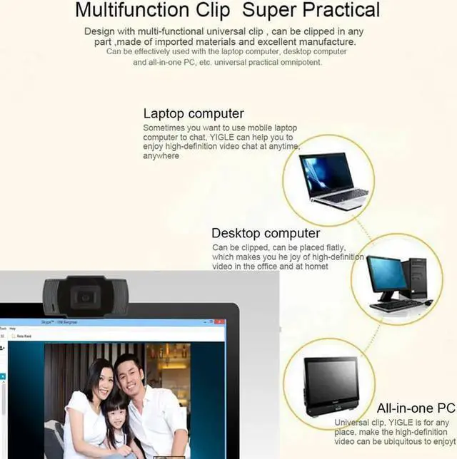Alt view image 5 of 7 - Portable webcam 480P webcam built-in microphone for skype desktop computer USB Plug and Play laptop for video calls HD webcam