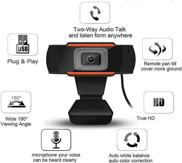 Alt view image 7 of 7 - Portable webcam 480P webcam built-in microphone for skype desktop computer USB Plug and Play laptop for video calls HD webcam Orange