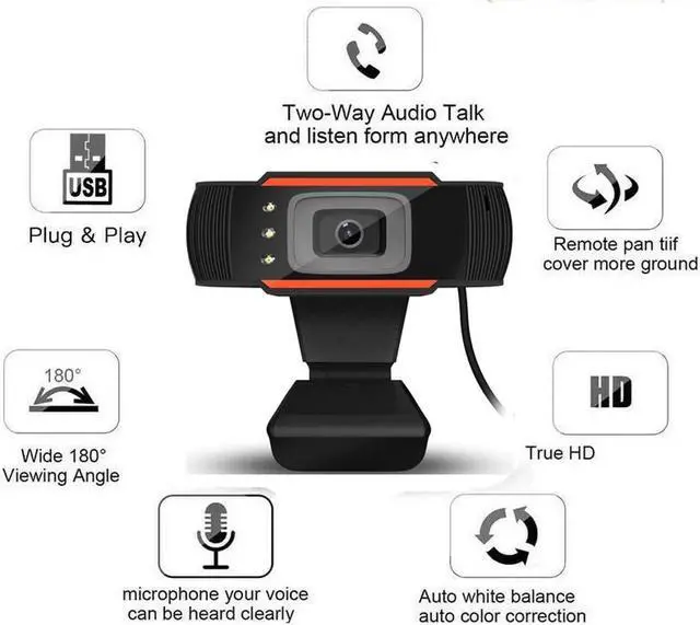 Alt view image 6 of 7 - 480P Webcam With 3 Led lights HD USB CAMERA Drive-Free Plug and Play Built-in Microphone PC Live Broadcast Skype Video Call