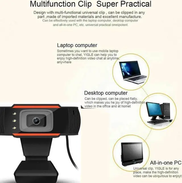 Alt view image 3 of 7 - Webcam USB HD 480P Camera 3 LED Web Cam 360 Degree Rotatable For Skype Computer With Mic PC Laptop Drop Shop