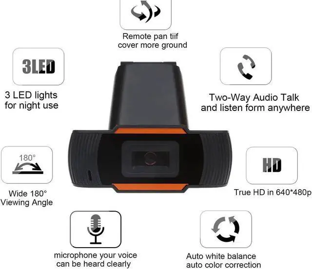 Alt view image 6 of 7 - HXSJ Webcam 480P HD Video Web Camera HD with Microphone USB Plug and Play Web Cam Callling Recording for PC Computer Laptop for Mac Windows XP / 7/8 / 10/and Android TV- Orange