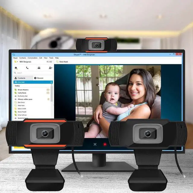 Alt view image 3 of 7 - HXSJ Webcam 480P HD Video Web Camera HD with Microphone USB Plug and Play Web Cam Callling Recording for PC Computer Laptop for Mac Windows XP / 7/8 / 10/and Android TV- Orange