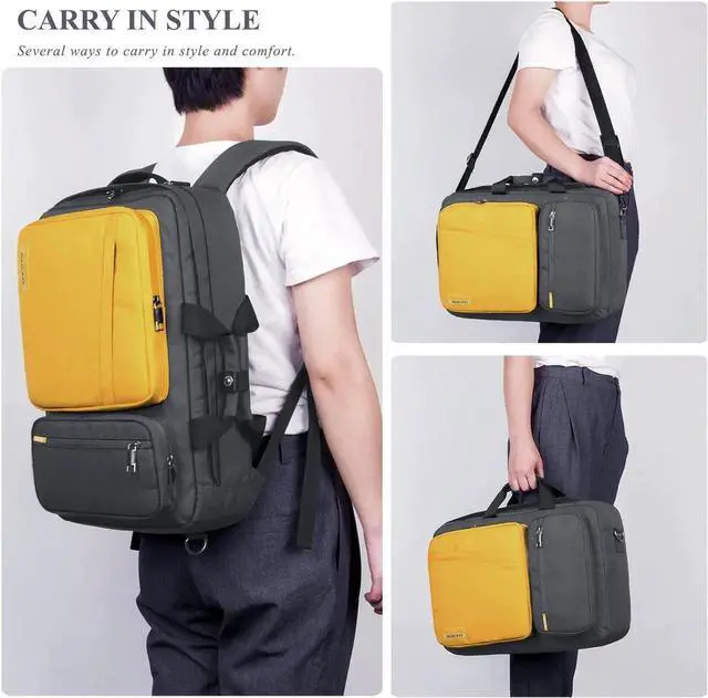 Alt view image 6 of 7 - 17.3 inch Laptop Backpack, Business Slim Travel Laptop Backpack for Women Men,Water Resistant Anti Theft Big College School Backpack for 17.3 inch Laptop Notebook-Yellow