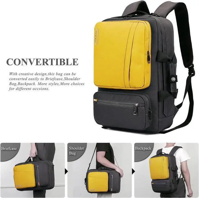 Alt view image 4 of 7 - 17.3 inch Laptop Backpack, Business Slim Travel Laptop Backpack for Women Men,Water Resistant Anti Theft Big College School Backpack for 17.3 inch Laptop Notebook-Yellow