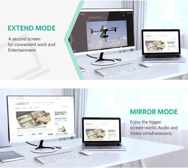 Alt view image 2 of 7 - 3K&4K Mini Displayport(Thunderbolt) to HDMI Adapter, Mini DP Display Port to HDMI Converter(Adaptor) Gold-Plated Cord MacBook Pro, MacBook Air, Mac Mini, Microsoft Surface Pro 3/4 - White