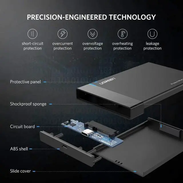 Alt view image 7 of 7 - 2.5 hdd USB 3.1 Type C to SATA External Hard Disk Drive Enclosure Integrated hard driver Case for 9.5mm 7mm 2.5 Inch SATA I II III, PS4, HDD, SSD Up to 6TB, UASP Tool Free