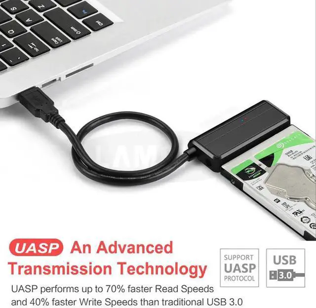 Alt view image 7 of 7 - USB 3.0 To Sata 3 2 1 HDD SSD Hard Disk Drive Adapter Converter Cable SataIII To USB 3.0 for 2.5"" 3.5"" Inch Sata III II I with 12V 2A Power Adapter