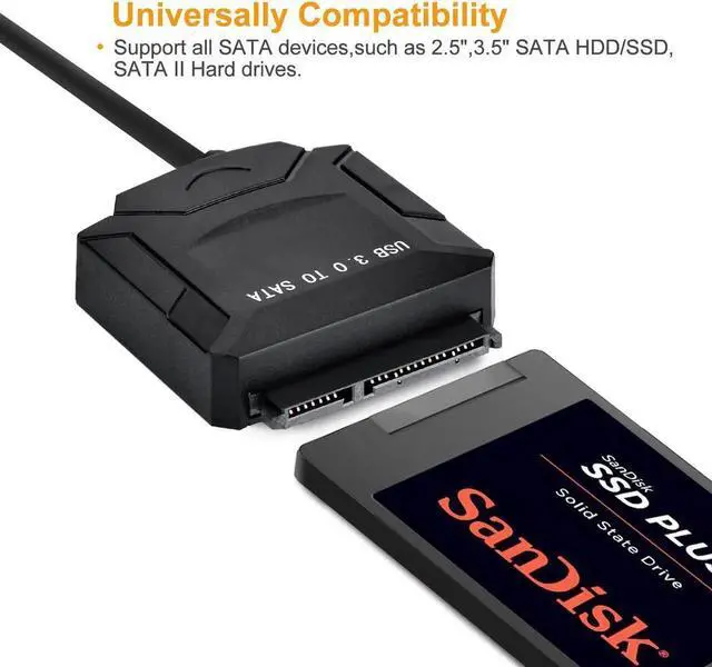 Alt view image 4 of 7 - USB 3.0 to 2.5"/3.5 SATA Hard Drive Adapter -Support UASP External HDD/SSD Storage Converter with 12V/2A Power Adapter
