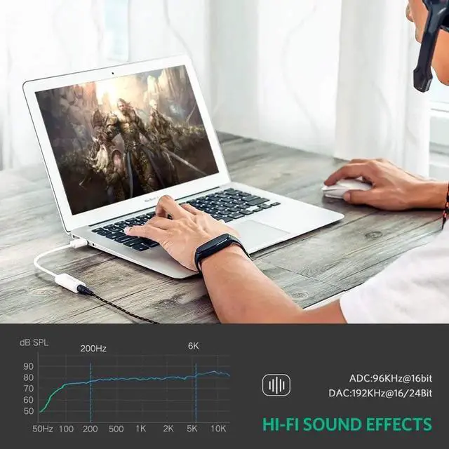 Alt view image 5 of 7 - External USB Sound Card, USB Audio Adapter External Stereo Sound Card 3.5mm AUX Stereo Support Earphone Microphone PC, Laptops, PS4, DAC etc.