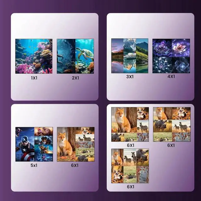 Alt view image 7 of 7 - HDMI 6x1 Multi-Viewer Seamless Switch 1080p 4K@30Hz 8 Viewing Modes Multi HDMI Viewer 6 in 1 Out HDMI Switch 6 Port with Remote Control