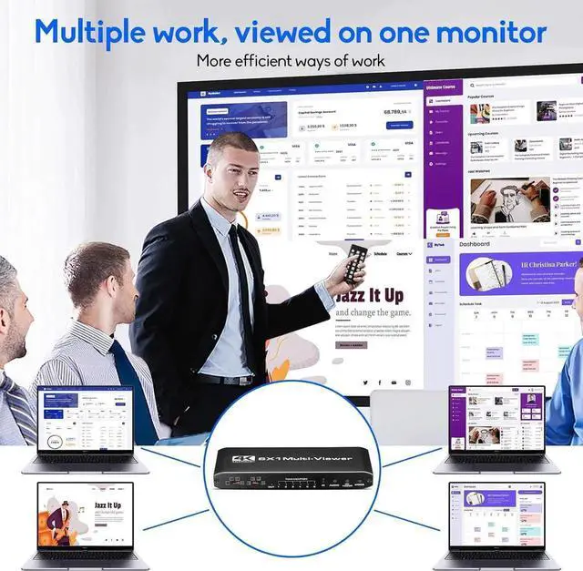 Alt view image 3 of 7 - 4K HDMI Multiviewer Switch 6x1, Multi Viewer Seamless Switcher 6 in 1 Out, with IR Remote Control, Support 4k 30Hz, 8 Viewing Modes, 2x1, 3x1, 4x1, 5x1, and 6x1 for PC/Laptop/PS/Xbox