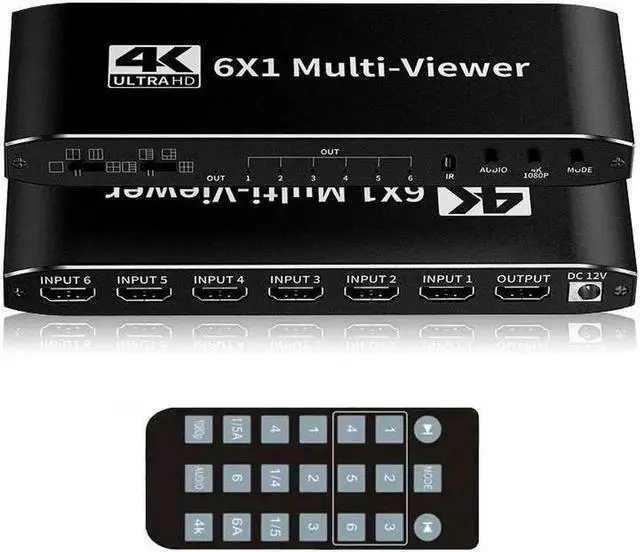 Main image of 4K HDMI Multiviewer Switch 6x1, Multi Viewer Seamless Switcher 6 in 1 Out, with IR Remote Control, Support 4k 30Hz, 8 Viewing Modes, 2x1, 3x1, 4x1, 5x1, and 6x1 for PC/Laptop/PS/Xbox