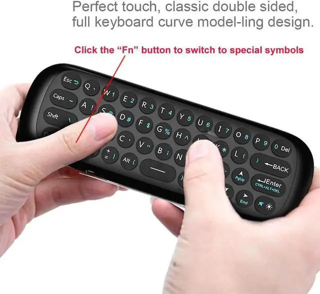 Alt view image 4 of 7 - W1 Multifunction Portable 2.4GHz Mini Wireless Fly Mouse Keyboard and Infrared Remote Control with Rechargeable Li-ion Battery (Black)