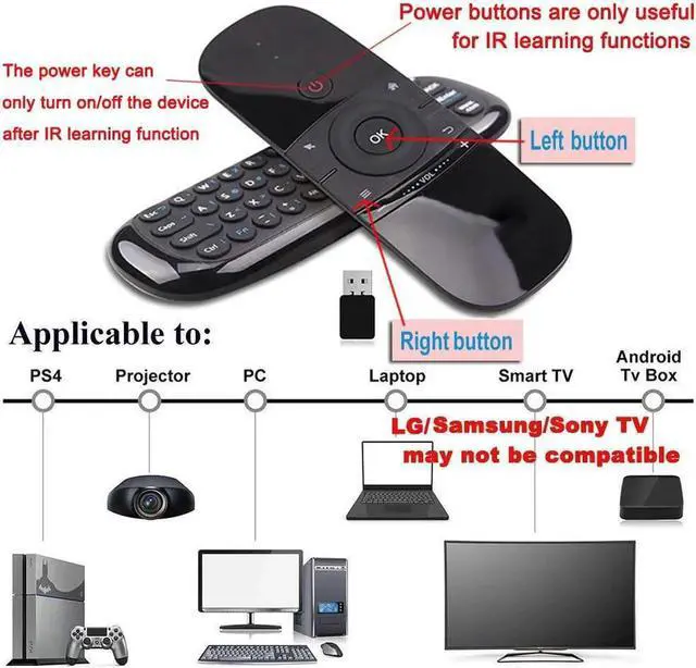 Alt view image 2 of 7 - WeChip W1 Air Mouse Remote, 2.4G Backlit Voice Remote Control with Wireless Keyboard Touchpad, Anti-Lost Function, for Nvidia Shield, Android TV Box, Smart TV, PC, Projector, HTPC - Black