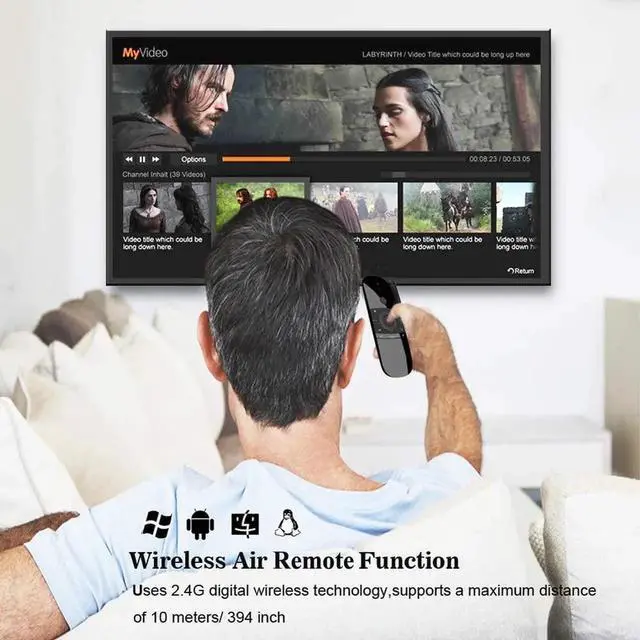 Alt view image 6 of 7 - WeChip W1 Air Mouse Remote, 2.4G Backlit Voice Remote Control with Wireless Keyboard Touchpad, Anti-Lost Function, for Nvidia Shield, Android TV Box, Smart TV, PC, Projector, HTPC - Black