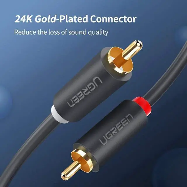 Alt view image 2 of 7 - 2 RCA M/M Stereo Audio Cable [24K Gold Plated | Copper Core] 2RCA Male to 2RCA Male [Left/Right] Premium Sound Quality Plug for Speaker, Turntable,Receiver,Home Theater, Subwoofer, 15 Feet