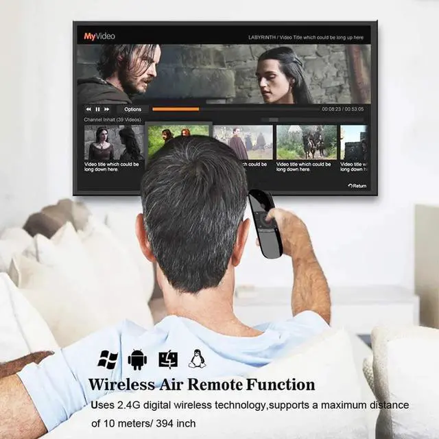 Alt view image 6 of 6 - W1 2.4GHz Wireless Air Mouse Remote with Google Voice Assistant, QWERTY Keyboard, Build-in Rechargeable Battery for Nvidia Shield, Android TV Box and