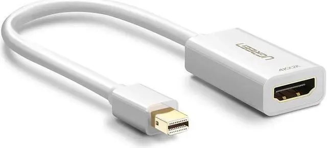 Main image of 3K&4K Mini Displayport(Thunderbolt) to HDMI Adapter, Mini DP Display Port to HDMI Converter(Adaptor) Gold-Plated Cord MacBook Pro, MacBook Air, Mac Mini, Microsoft Surface Pro 3/4 - White