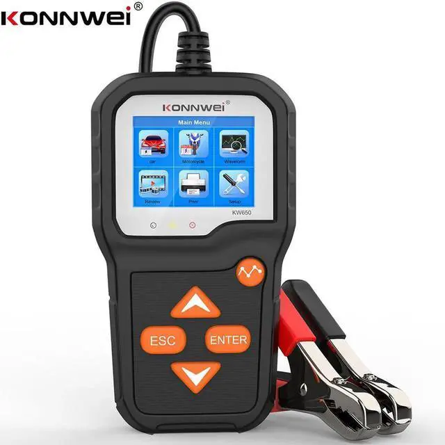 Main image of Car Battery Tester, KONNWEI KW650 Battery Tester , Test The Health of 12 Volt Systems, Works for Cars, Trucks, RVs, Golf Carts, Easy to Read