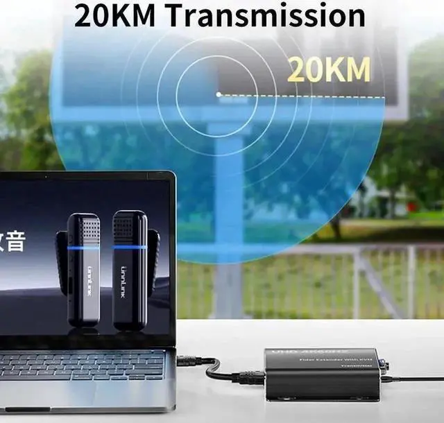 Alt view image 3 of 6 - 4K 60Hz HDMI to Fiber Optic Converter 1080P 120Hz HDMI Fiber Optic Video Extender KVM USB Loop to HDMI Fiber Transmitter and Receiver Kit